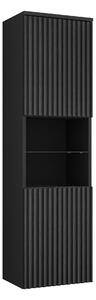 Cabinet de baie suspendat Nauta, Marmură neagră, Negru, PAL laminat, MDF, 133x35x34cm, 23 kg