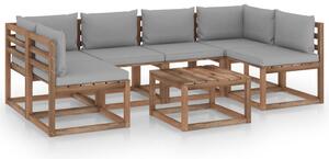 Set mobilier de grădină cu perne, 7 piese, lemn de pin tratat