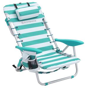 Scaun de plajă RHODOS, 68x63x75cm, alb/verde SongmicsHome