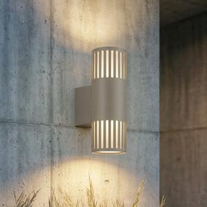Lindby Lampa de exterior Lurinda, cu 2 becuri, gri piatră, Ø10 cm, IP44, reglabil, Gri, Metal, Modern