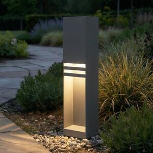 Lucande Bornă luminoasă LED Oxido, antracit, înălțime 50 cm, IP44, Negru, Oțel inoxidabil, Modern