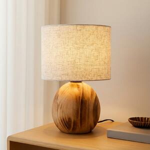 Lindby Lampă de masă Mayumi, înălțime 31 cm, lemn, material textil, Lemn, Camera de zi / sufragerie, Lemn, Scandinavă