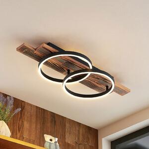 Lindby plafonieră LED Sentoa, lemn, 75 cm lungime, 3.000 K, reglabil, Lemn, Camera de zi / sufragerie, Lemn, Modern, Plafon cu flacără multiplă