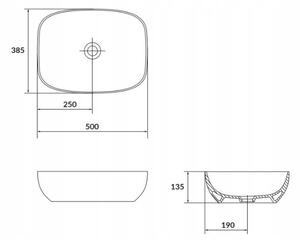 Cersanit Larga, chiuveta blat 50x39 cm, antracit mat, K677-013