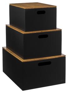 Set 3 bucati cu capac din bambus