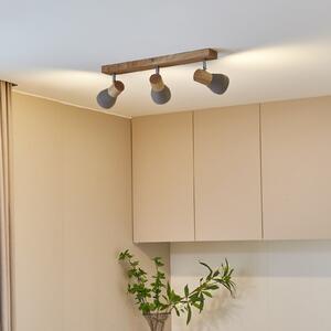 Lindby Spot Filiz, 3 becuri, 47 cm lungime, lemn, beton, E14, reglabil, Gri, dormitor, Beton, Scandinavă