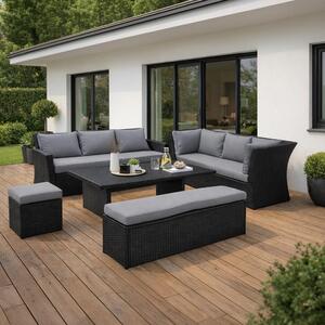 Set mobilier de grădină pentru familie Avenberg CORSICA negru/gri