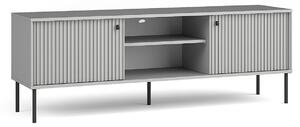 Comodă TV cu 2 uși și 2 rafturi deschise Iris, gri/negru (156 cm)