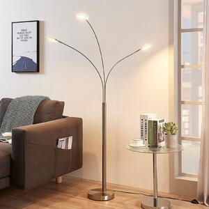 Lindby Lampadar LED Anea, 168 cm, 3 becuri, culoare nichel, Metalic, Camera de zi / sufragerie, Metal, Modern