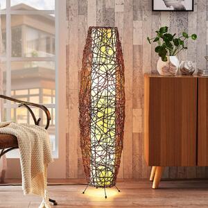Lindby lampadar Nias, înălțime 111 cm, rattan, material textil, Maro / Rugină, Camera de zi / sufragerie, Lemn, Modern