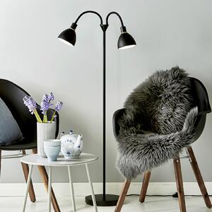 Nordlux Lampă de podea cu 2 becuri Ray din metal negru, Negru, Camera de zi / sufragerie, Metal, Modern