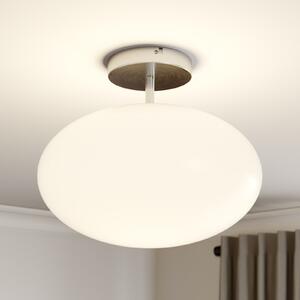 Lindby plafonieră Sonika, Ø 40 cm, culoare nichel, sticlă, E27, reglabil, Alb, Camera de zi / sufragerie, Sticlă