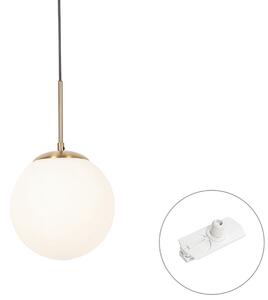 Lampă suspendată Art Deco aurie cu sticlă opal, incl. adaptor șină alb, monofazată - Iconic Flore