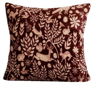 Husa cocolino pentru perna FOREST ANIMALS 45x45 cm, visiniu