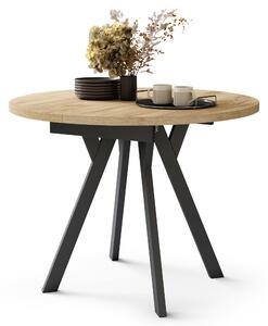 Mazzoni ALDO Stejar Craft Auriu/picioare negre - MASĂ ROTUNDĂ EXTENSIBILĂ CU PICIOARE ÎN FORMĂ DE "Y" STIL LOFT PENTRU SALON/SUFRAGERIE