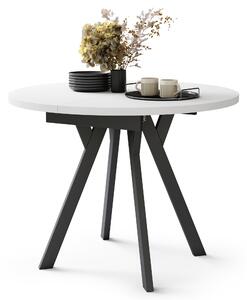 Mazzoni ALDO Alb Mat/picioare negre - MASĂ ROTUNDĂ EXTENSIBILĂ CU PICIOARE ÎN FORMĂ DE "Y" STIL LOFT PENTRU SALON/SUFRAGERIE