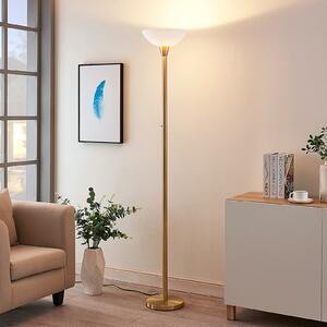 Lindby lampadar Ignacia, culoarea alamei, sticlă, 180 cm, E27, Auriu / Alamă, Camera de zi / sufragerie, Metal, Modern