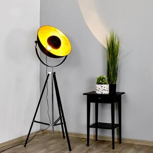 Lindby lampadar Mineva. negru / aur, metal, înălțime 180 cm, Negru, Camera de zi / sufragerie, Metal, Modern