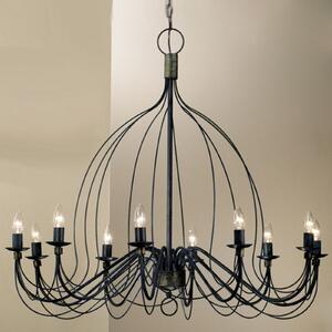 Kögl Candelabru Filo, 10 becuri, albastru-negru, metal, Ø 100 cm, reglabil, Albastru, Camera de zi / sufragerie, Metal, Antichitate