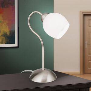 ORION Lampă de masă Doma, nichel satinat, înălțime 30 cm, sticlă, Gri, Camera de zi / sufragerie, Metal