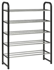Suport pentru pantofi cu 5 rafturi, pliabil, 68 cm, negru