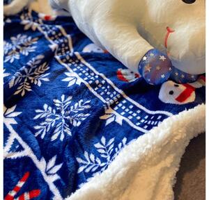 2x Crăciun pătură de miel din micropluș FROSTY albastru închis 160x200 cm