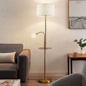 Lindby lampadar Aovan, culoare bronz, raft, conexiune USB