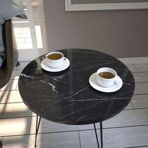 Masuta de cafea Sandalf, din PAL melaminat, marmura neagra, 40x40x44 c