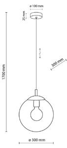 Lampă suspendată Esme, Ø 30 cm, gri fumuriu, sticlă, glob, E27