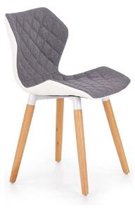 Scaun sufragerie K277, gri/alb/stejar, stofa clasica/lemn, 48x51x76 cm