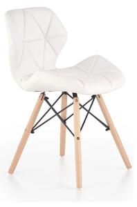 Scaune living K281, alb/stejar, piele ecologica/lemn, 48X51X74 CM
