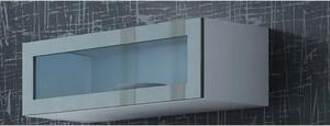 Vitrina VIGO 90, alb/gri, PAL/sticla, 90x32x35 cm
