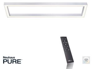 PURE Plafonieră LED Lines, 110 x 30 cm, argintiu, CCT, telecomandă, reglabil, Gri, Camera de zi / sufragerie, Metal, Modern