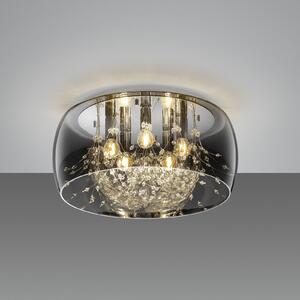 Trio Lighting Plafonieră Crystel din sticlă, cromată, Ø 50 cm, reglabil, Metalic, Camera de zi / sufragerie, Sticlă, Modern