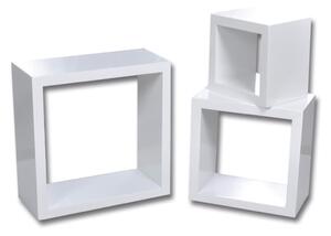Set 3 rafturi cubice, alb