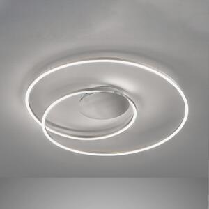 FISCHER & HONSEL Plafonieră LED HOLY, nichel, Ø 68 cm, telecomandă, CCT, reglabil, Gri, Camera de zi / sufragerie, Metal, Modern