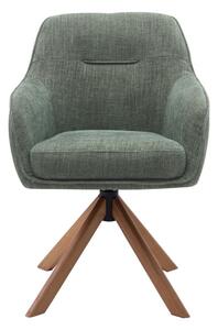 Scaun de dining pivotant Avola verde, picioare din lemn