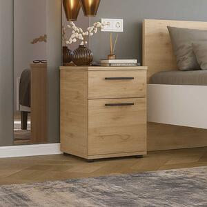 Noptiera Adore White, 2 sertare, Usa reversibila, Alb, 40x57x41 cm