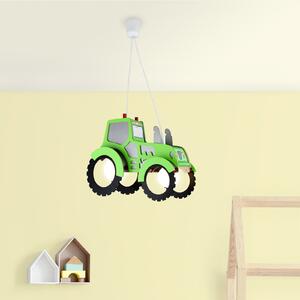 Elobra Lampă pendul Tractor pentru cameră copil, reglabil, Verde, Camera copiilor, Lemn