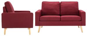 Set de canapele, 2 piese, roșu vin, material textil
