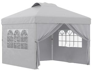 Outsunny Pavilion Pliabil cu Înălțime Reglabilă, Ușă, 2 Ferestre și Geantă de Transport, 297x297x284 cm, Gri Deschis | Aosom Romania