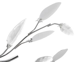 Plafoniera transparentă/albă brațe frunze cristal acrilic 5 becuri E14