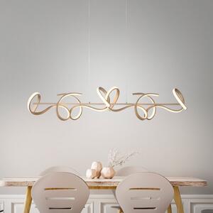 Lampă suspendată LED Curls, alamă, metal, 99 cm lungime, dimabil