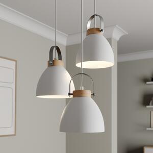 Lamkur Lampă suspendată Bergen, 3 becuri, rotundă, albă, reglabil, Alb, Camera de zi / sufragerie, Metal, Modern