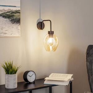 EMIBIG LIGHTING Aplică de perete Lukka, 1 bec, negru/chihlimbar, reglabil, Negru, Camera de zi / sufragerie, Metal, Modern