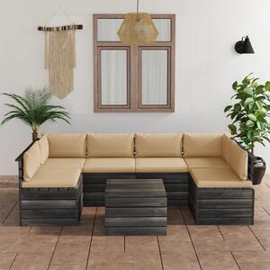 Set mobilier grădină din paleți cu perne, 7 piese, lemn de pin