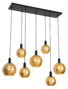 Lampă suspendată design neagră cu sticlă aurie 7 lumini - Bert