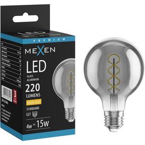 Mexen Vintis, Bec LED cu filament E27, G80, 4 W, alb cald 2700K, fumuriu, L165-E27-0427-70