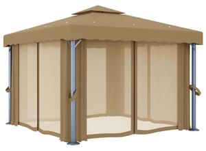 Pavilion cu perdea, gri taupe, 3x3 m, aluminiu