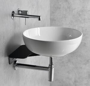 Sapho Tetris, lavoar rotund de perete cu suport pentru baterie încastrată, 415x140mm, alb, TZ429-02